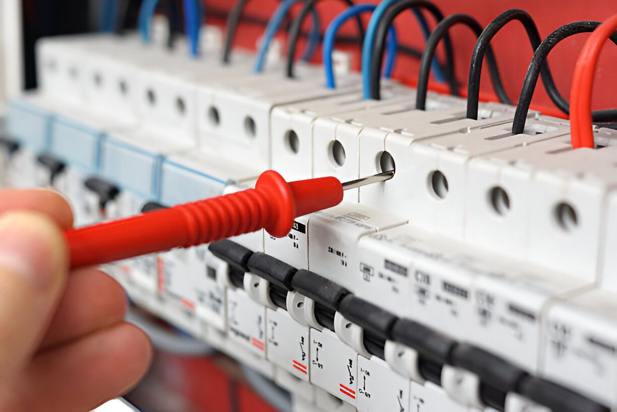 Electrician inspecting a panel-Milestone Inspections Florida